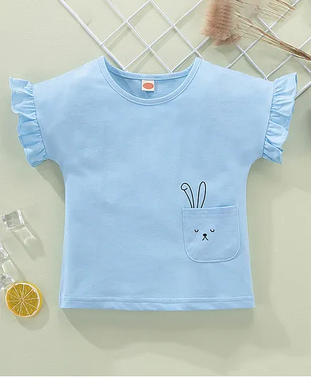 Kookie Kids Short Sleeves Top Bunny Print - Blue