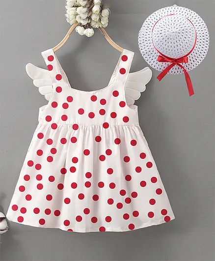 Kookie Kids Sleeveless Frock With Hat - White