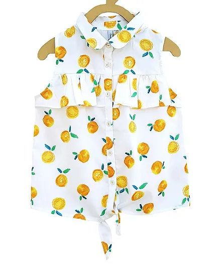 Campana Sleeveless Orange Print Top - White