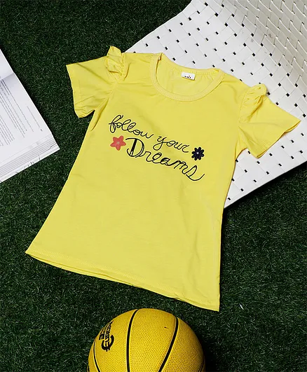 PASSION PETALS Half Sleeves Follow Your Dream Printed Tee - Yellow
