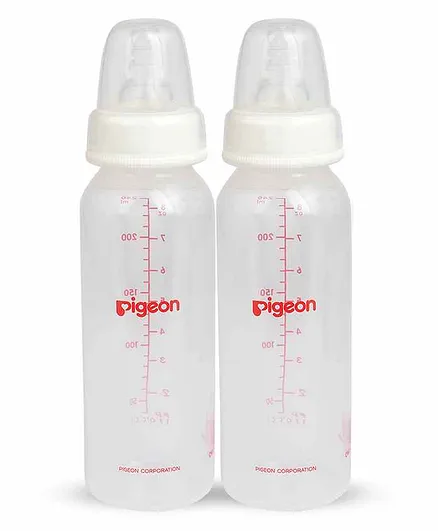 Pigeon Peristaltic Feeding Bottle Nipple Medium Size Pack of 2 White - 240 ml each