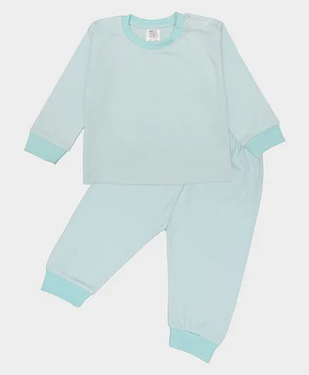 Grandma's Full Sleeves Solid Night Suit - Green