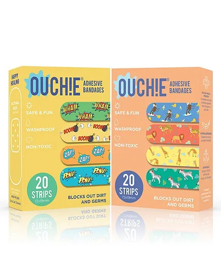 Ouchie Non-Toxic Printed Bandages Pack of 2 - 20 Bandages Each