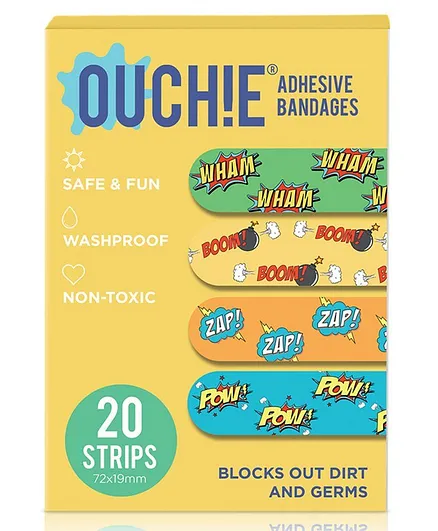 Ouchie Printed Bandages Yellow - 20 Pieces