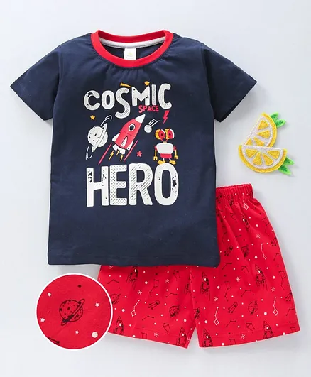 Mini Donuts Half Sleeves Tee & Shorts - Blue
