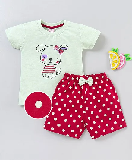 Mini Donuts Half Sleeves T- Shirt and Shorts - Green
