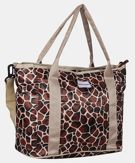 Charismomic Wild Cat Printed Tote Diaper Bag - Brown