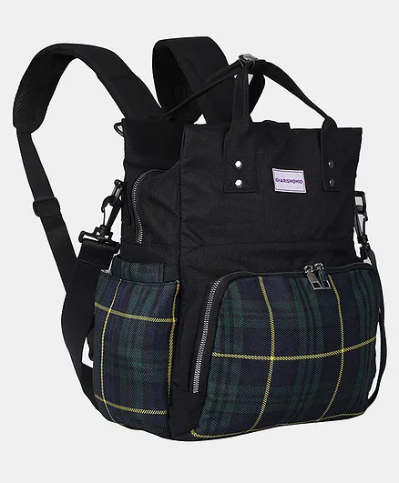 Charismomic Plaid Diaper Bag - Black
