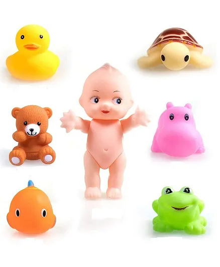 NEGOCIO Animal Shaped Squeeze Bath Toys Pack of 7 - Multicolor