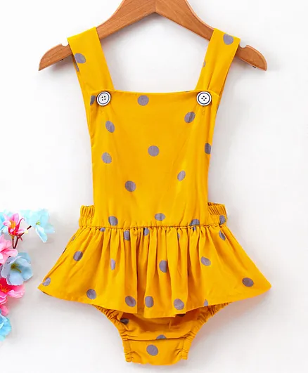 M'andy Polka Dotted Sleeveless Romper - Yellow