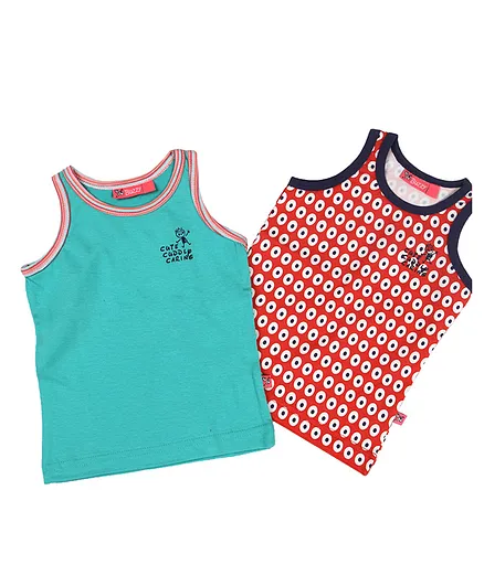 Buzzy Pack Of 2 Sleeveless Printed Top - Red Blue