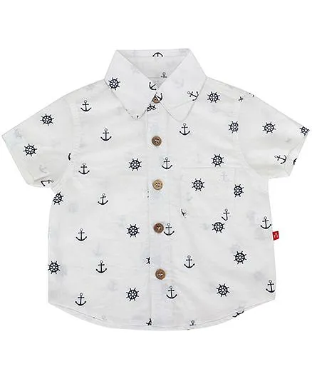 Nino Bambino Organic Cotton Shirt Anchor Print - Off White