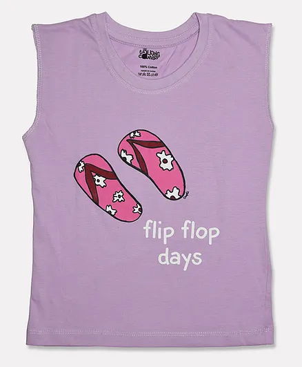 The Talking Canvas Flip Flop Print Sleeveless Top - Purple