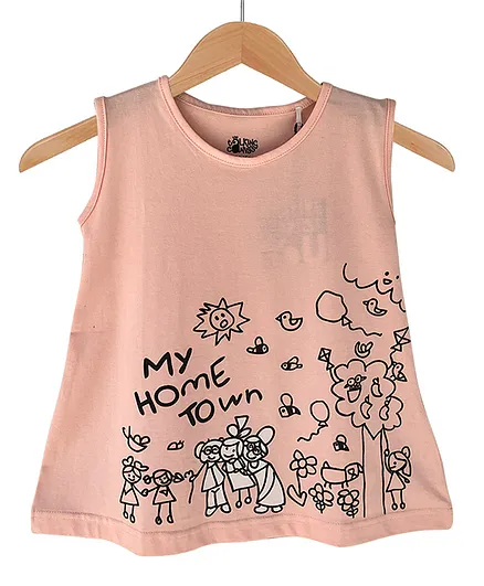 The Talking Canvas My Hometown Print Sleeveless Top - Peach