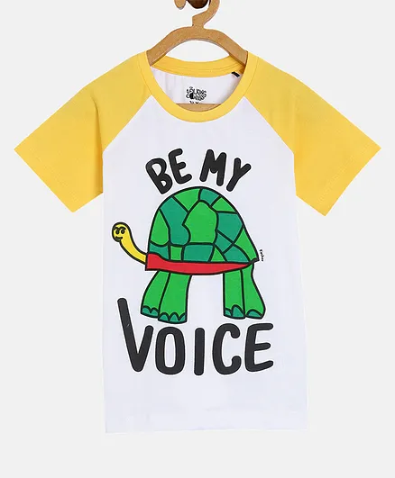The Talking Canvas Half Sleeves Be My Voice Print T-Shirt - White