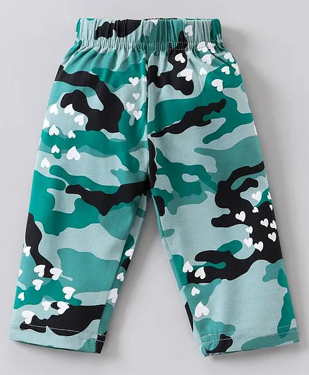 Doreme Three Fourth Length Capri Heart Print - Green
