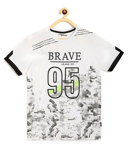 Li'L tomatoes Half Sleeves 95 Print T-Shirt With A Surprise Gift - White