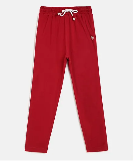Li'L tomatoes Full Length Solid Colour Track Pant - Red