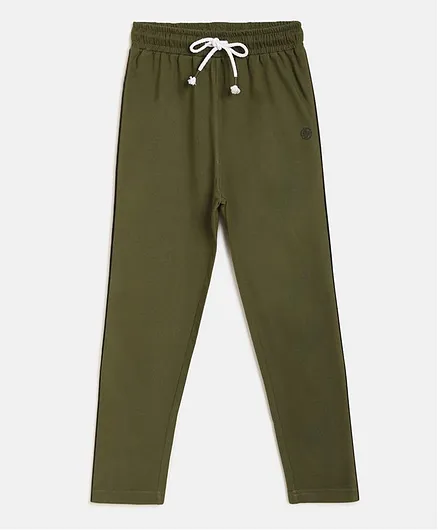 Li'L tomatoes Full Length Solid Colour Track Pant - Olive Green