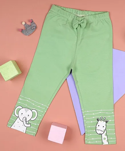 Kicks & Crawl Full Length Elephant & Giraffe Print Leggings - Green