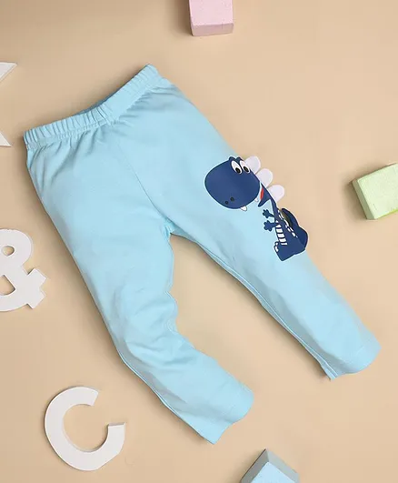 Kicks & Crawl Full Length Dinosaur Printed Leggings - Light Blue