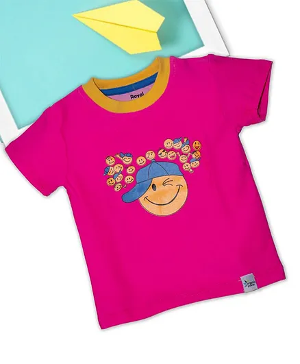 ROYAL BRATS Short Sleeves Emojis Print T-Shirt - Pink
