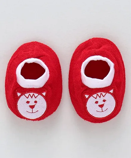 Simply Booties Kitty Embroidered - Red