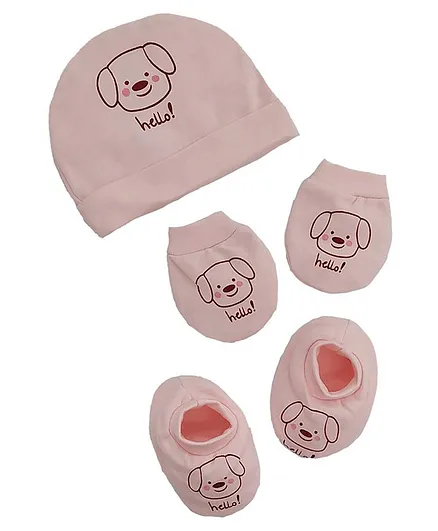 Simply Cap Mitten & Booties Set Baby Pink - Diameter 11.5 cm