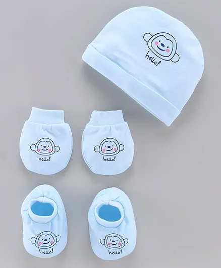 Simply Cap Mitten & Booties Set Blue - Diameter 11.5 cm