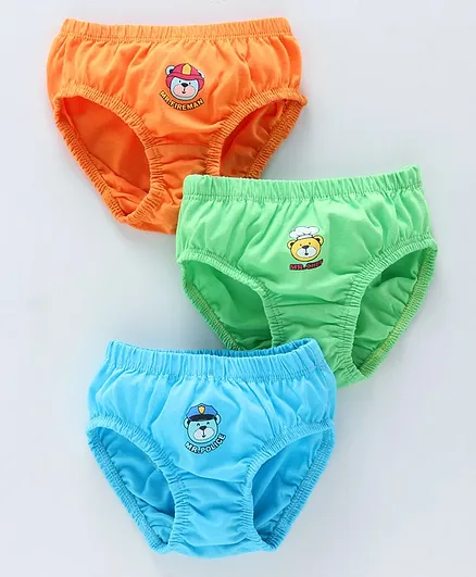 Simply Cotton Briefs Animal Print Pack of 3 - Orange Green blue