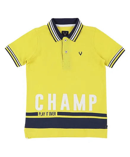 Allen Solly Juniors Half Sleeves Text Print Tee - Yellow