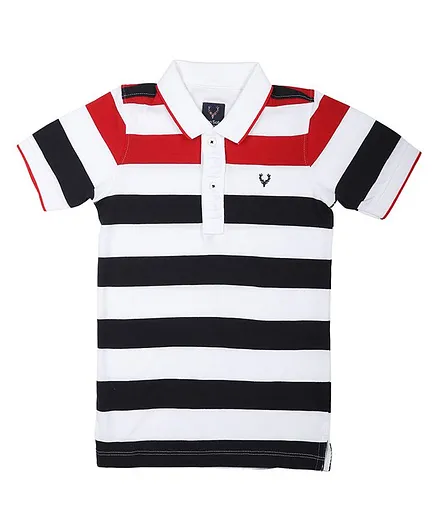 Allen Solly Juniors Half Sleeves Striped Tee - Multi Color