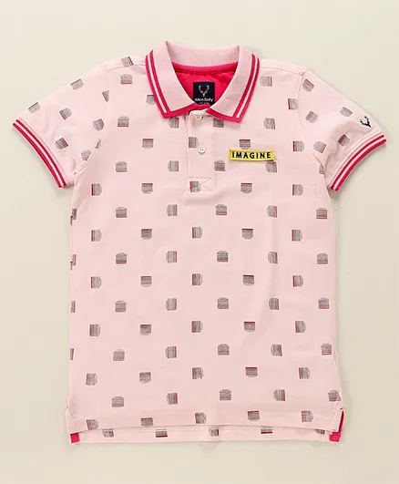 Allen Solly Juniors Half Sleeves All Over Printed Tee - Pink