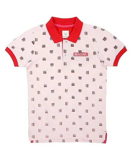 Allen Solly Juniors Half Sleeves All Over Printed Tee - Pink