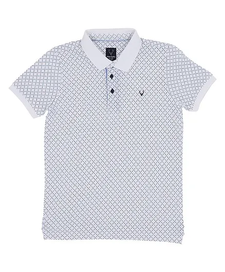 Allen Solly Juniors Half Sleeves Checked Tee - White