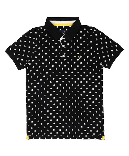 Allen Solly Half Sleeves Tee Dots Print - Black
