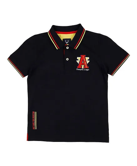 Allen Solly Juniors Half Sleeves Logo Patch Tee - Navy Blue