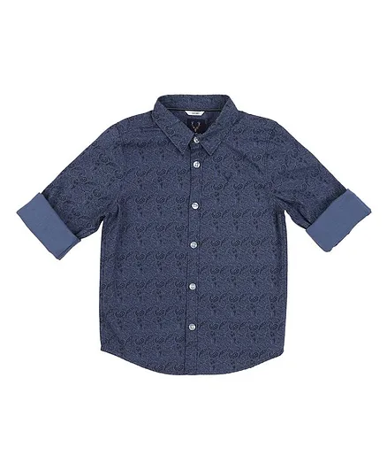 Allen Solly Juniors Full Sleeves All Over Paisley Print Shirt - Blue