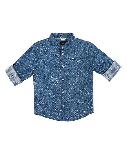 Allen Solly Juniors Full Sleeves Abstract Print Shirt - Blue
