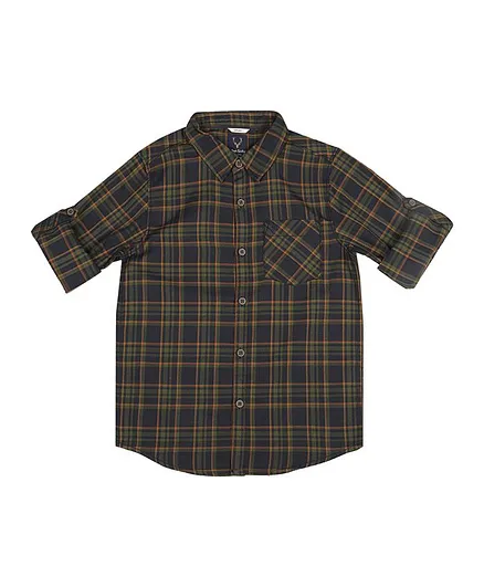 Allen Solly Juniors Full Sleeves Checked Shirt - Black
