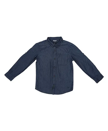 Allen Solly Juniors Full Sleeves Solid Shirt - Navy Blue
