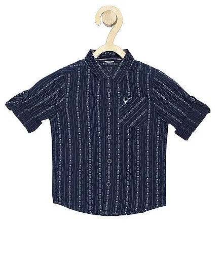 Allen Solly Juniors Full Sleeves All Over Printed Shirt - Navy Blue