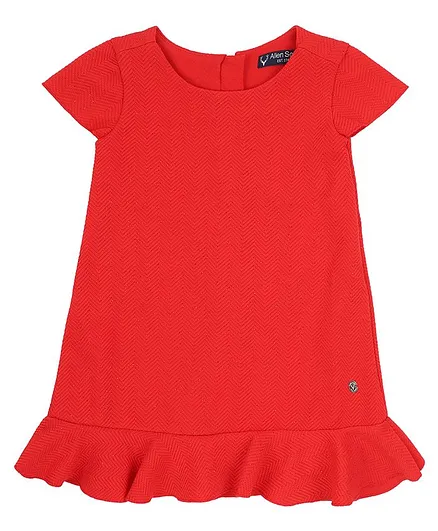 Allen Solly Juniors Short Sleeves Frilled Hem A Line Dress - Red
