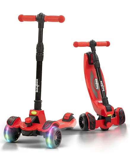 Baybee Penta 3 Wheel Scooter with LED Wheels - Red