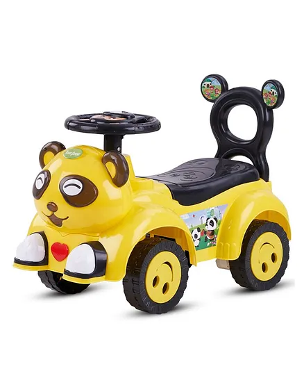 Baybee Manual Push Car Ride On Car Panda Shape - Yellow