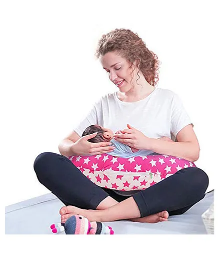 Baybee Portable Breast Feeding Pillow Star Print - Pink