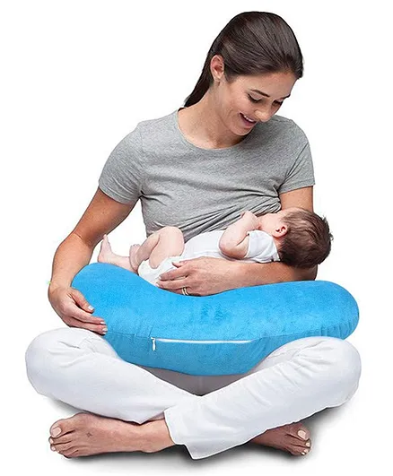 Baybee Velvet Portable Breast Feeding Pillow - Blue