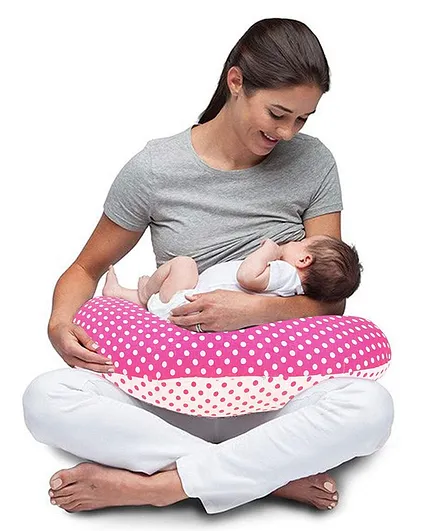 Baybee Portable Breast Feeding Pillow Polka Dot Print - Pink