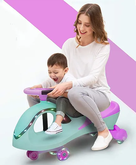 Baybee Roadmaster Swing Car With Light and Music - Pink Green