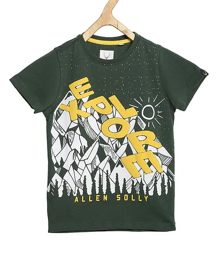 Allen Solly Juniors Half Sleeves Explore Print Tee - Charcoal Grey